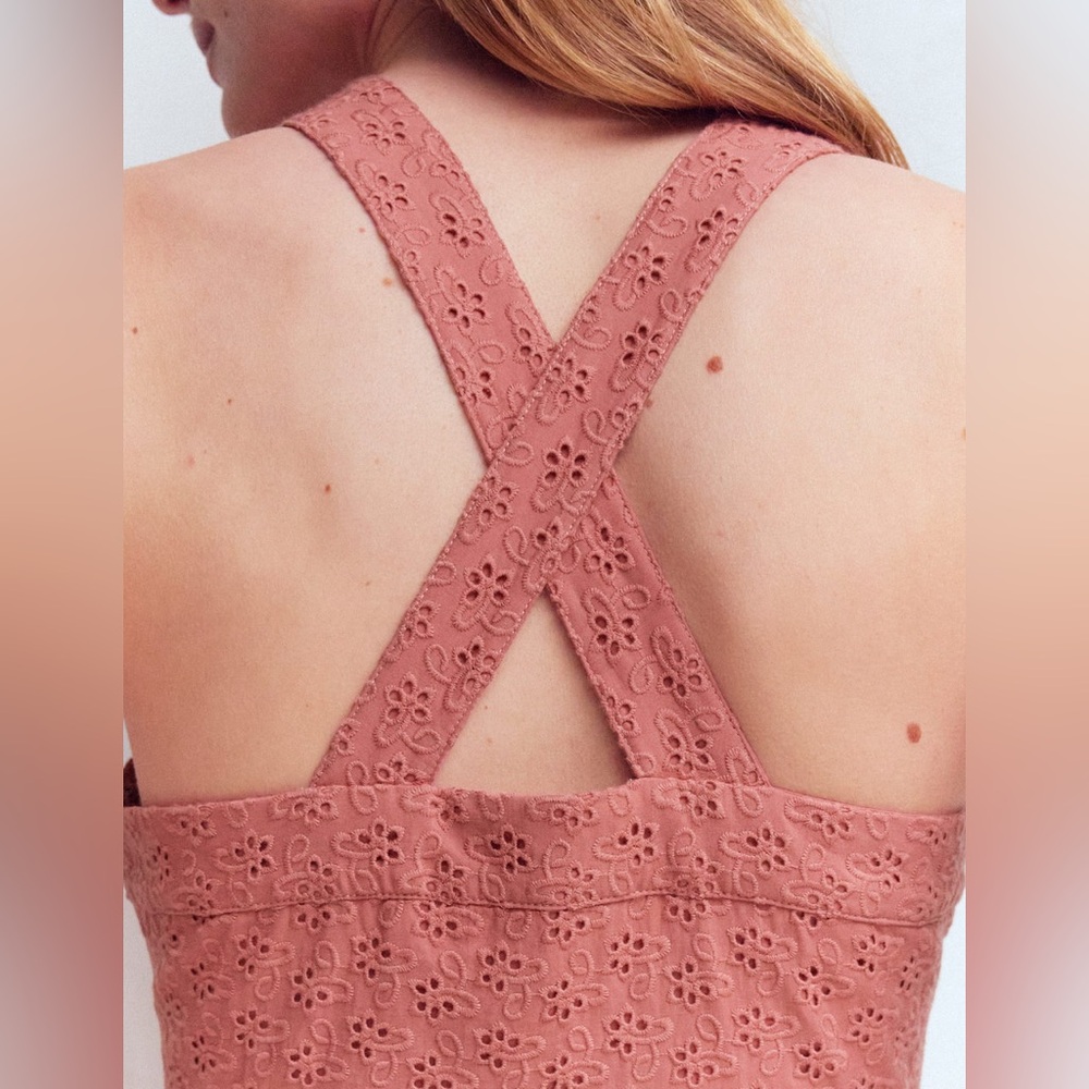 NWT Boden Cross Back Broderie Midi Dress in Vintage Rose Broderie - Picture 5 of 12